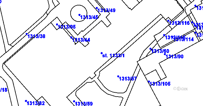 Parcela st. 1133/1 v KÚ Litomyšl, Katastrální mapa