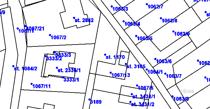 Parcela st. 1170 v KÚ Litomyšl, Katastrální mapa