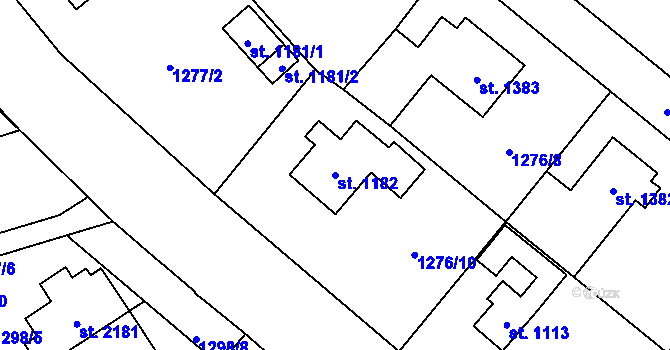 Parcela st. 1182 v KÚ Litomyšl, Katastrální mapa