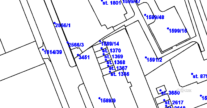 Parcela st. 1369 v KÚ Litomyšl, Katastrální mapa