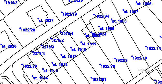 Parcela st. 1919 v KÚ Litomyšl, Katastrální mapa
