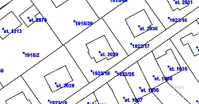 Parcela st. 2029 v KÚ Litomyšl, Katastrální mapa