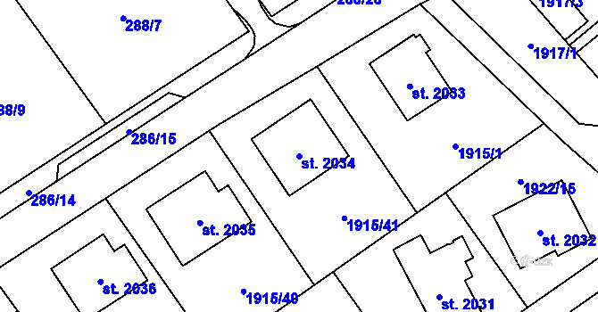 Parcela st. 2034 v KÚ Litomyšl, Katastrální mapa