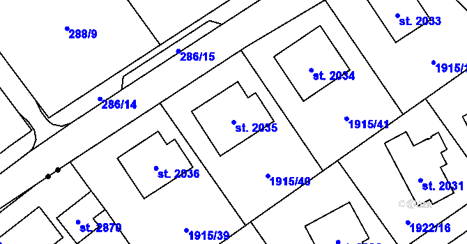 Parcela st. 2035 v KÚ Litomyšl, Katastrální mapa