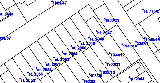 Parcela st. 2049 v KÚ Litomyšl, Katastrální mapa