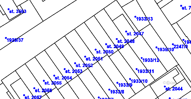 Parcela st. 2050 v KÚ Litomyšl, Katastrální mapa
