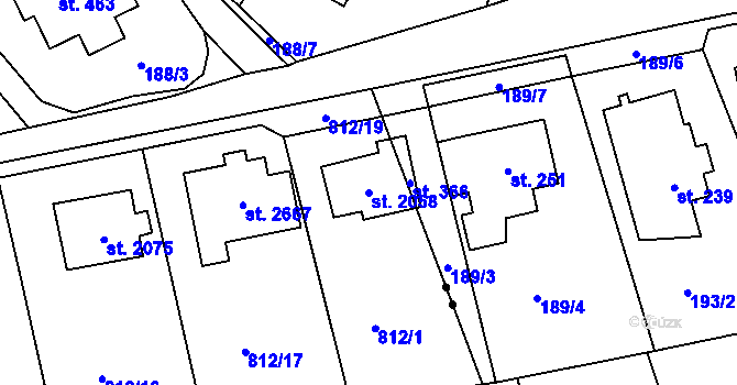 Parcela st. 2058 v KÚ Litomyšl, Katastrální mapa