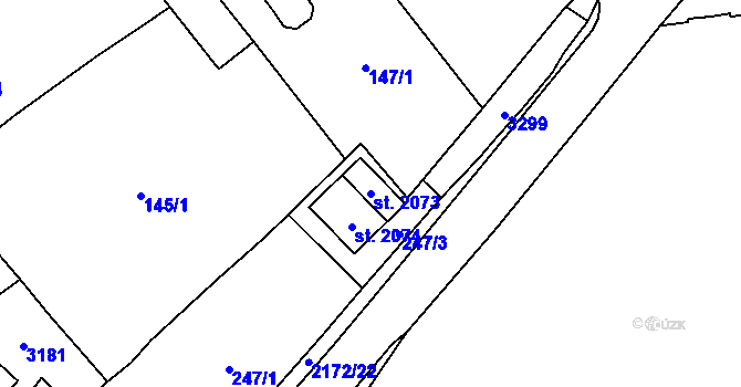 Parcela st. 2073 v KÚ Litomyšl, Katastrální mapa