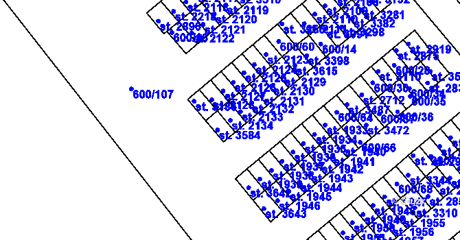 Parcela st. 2134 v KÚ Litomyšl, Katastrální mapa