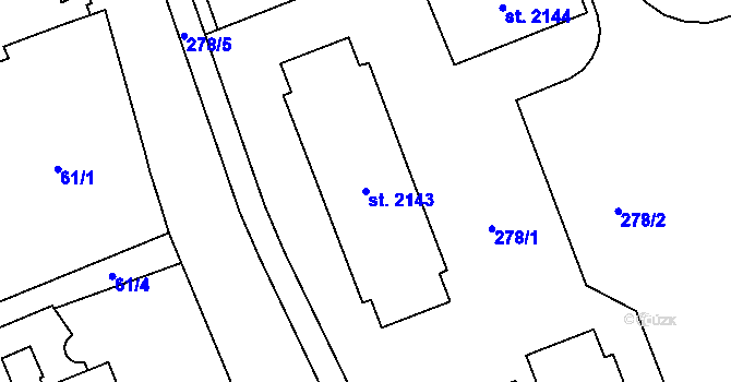 Parcela st. 2143 v KÚ Litomyšl, Katastrální mapa