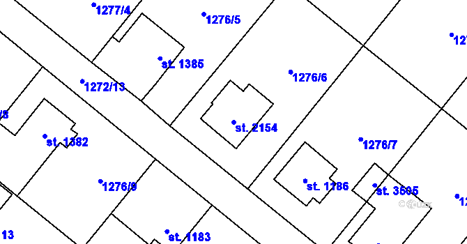 Parcela st. 2154 v KÚ Litomyšl, Katastrální mapa