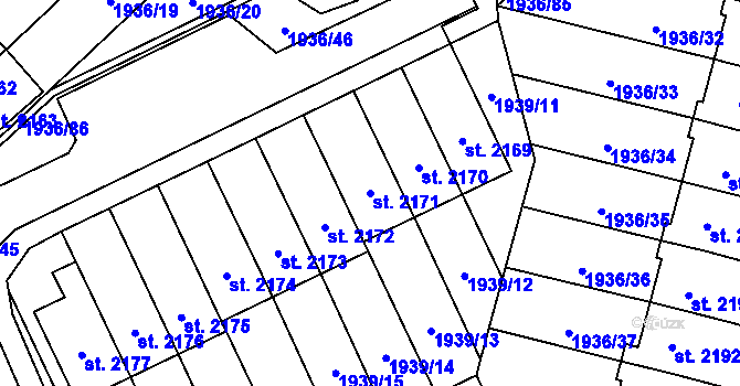 Parcela st. 2171 v KÚ Litomyšl, Katastrální mapa