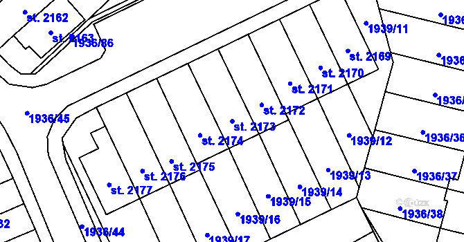 Parcela st. 2173 v KÚ Litomyšl, Katastrální mapa