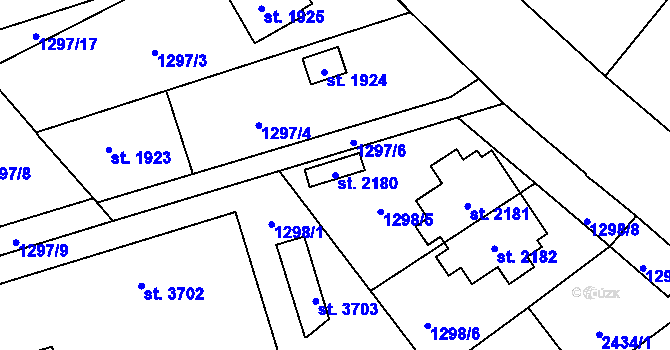 Parcela st. 2180 v KÚ Litomyšl, Katastrální mapa
