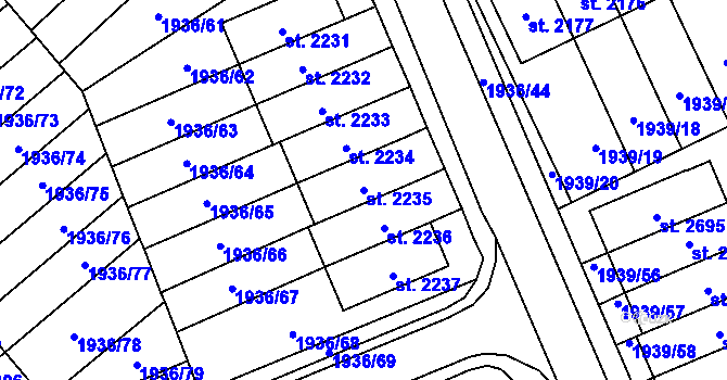 Parcela st. 2235 v KÚ Litomyšl, Katastrální mapa