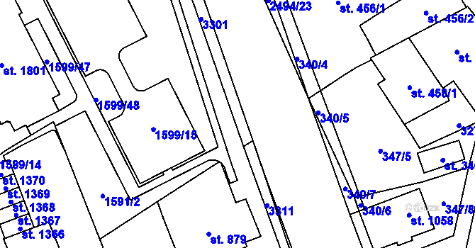 Parcela st. 2241/5 v KÚ Litomyšl, Katastrální mapa
