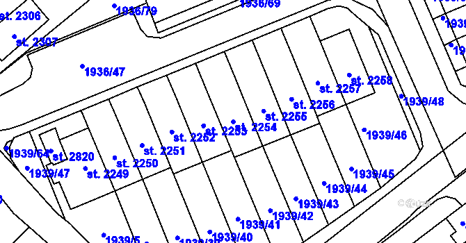 Parcela st. 2254 v KÚ Litomyšl, Katastrální mapa