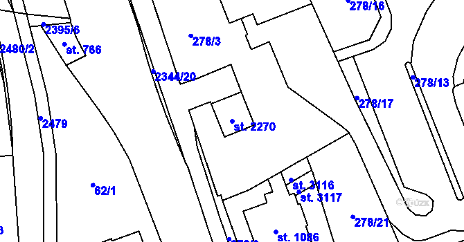 Parcela st. 2270 v KÚ Litomyšl, Katastrální mapa