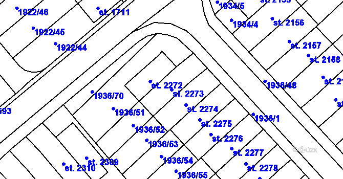Parcela st. 2273 v KÚ Litomyšl, Katastrální mapa
