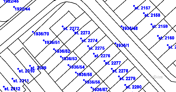 Parcela st. 2275 v KÚ Litomyšl, Katastrální mapa