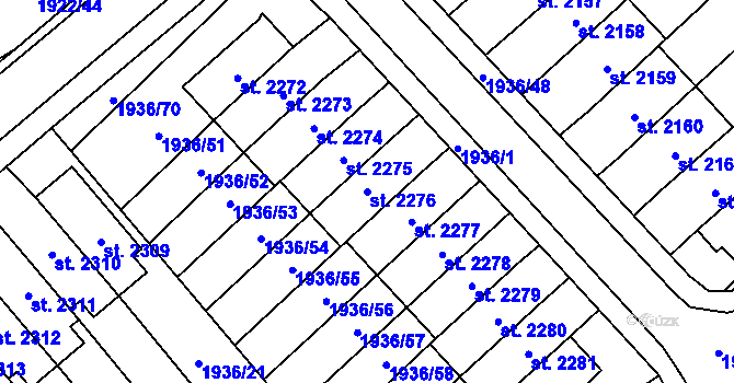Parcela st. 2276 v KÚ Litomyšl, Katastrální mapa