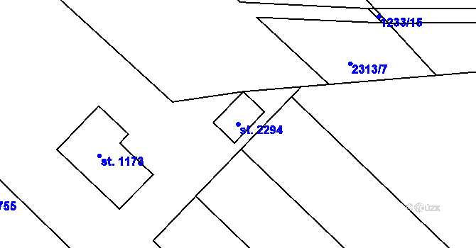 Parcela st. 2294 v KÚ Litomyšl, Katastrální mapa