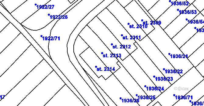 Parcela st. 2313 v KÚ Litomyšl, Katastrální mapa