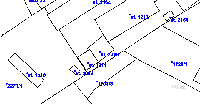 Parcela st. 2319 v KÚ Litomyšl, Katastrální mapa