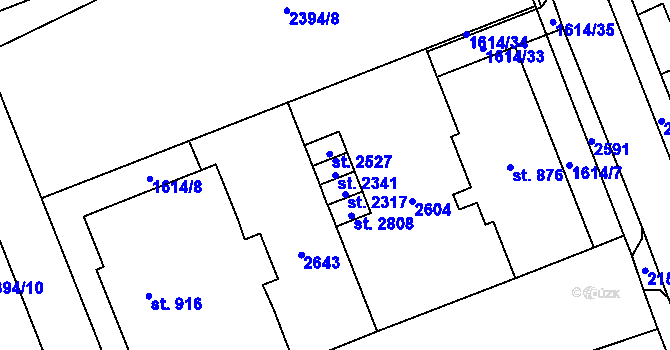 Parcela st. 2341 v KÚ Litomyšl, Katastrální mapa