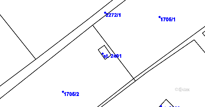 Parcela st. 2491 v KÚ Litomyšl, Katastrální mapa
