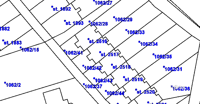 Parcela st. 2517 v KÚ Litomyšl, Katastrální mapa