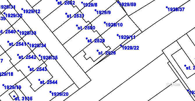 Parcela st. 2528 v KÚ Litomyšl, Katastrální mapa