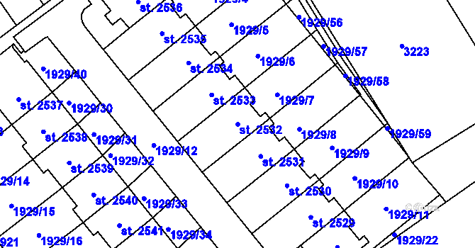 Parcela st. 2532 v KÚ Litomyšl, Katastrální mapa