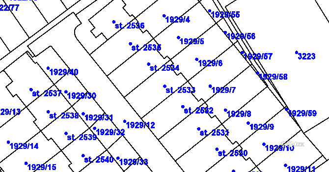 Parcela st. 2533 v KÚ Litomyšl, Katastrální mapa