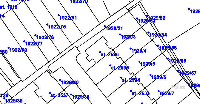 Parcela st. 2536 v KÚ Litomyšl, Katastrální mapa