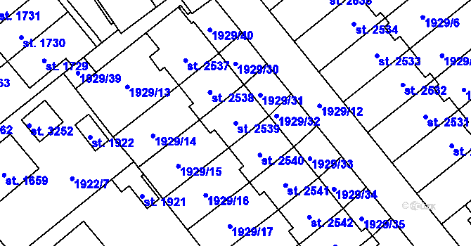 Parcela st. 2539 v KÚ Litomyšl, Katastrální mapa