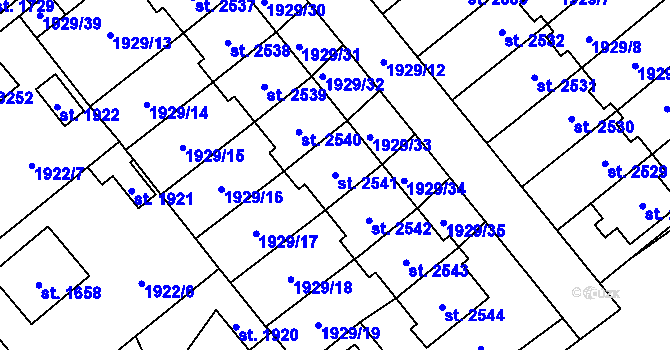Parcela st. 2541 v KÚ Litomyšl, Katastrální mapa
