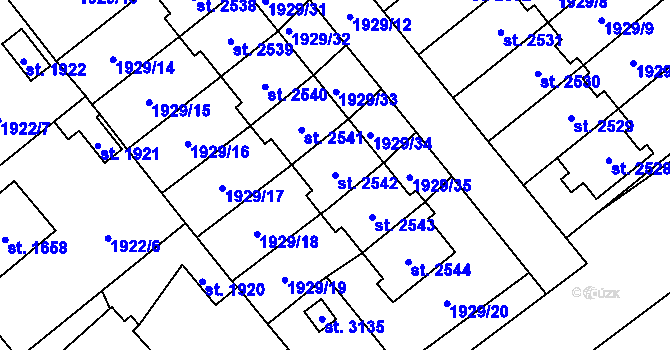 Parcela st. 2542 v KÚ Litomyšl, Katastrální mapa