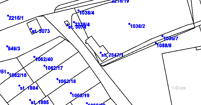 Parcela st. 2547/1 v KÚ Litomyšl, Katastrální mapa