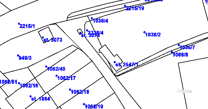Parcela st. 2547/2 v KÚ Litomyšl, Katastrální mapa