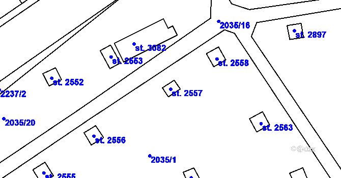 Parcela st. 2557 v KÚ Litomyšl, Katastrální mapa