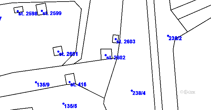 Parcela st. 2602 v KÚ Litomyšl, Katastrální mapa