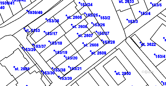 Parcela st. 2608 v KÚ Litomyšl, Katastrální mapa