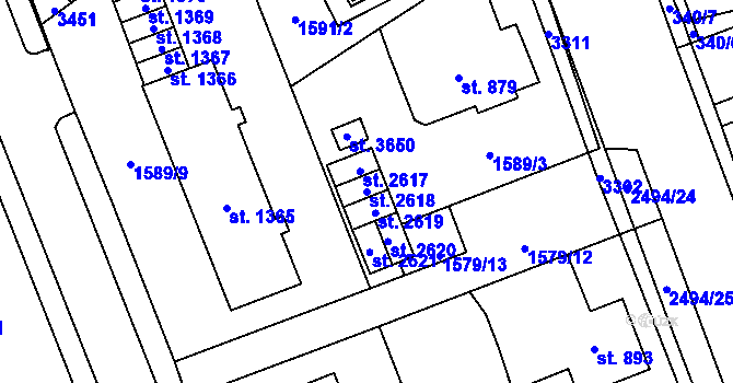 Parcela st. 2618 v KÚ Litomyšl, Katastrální mapa