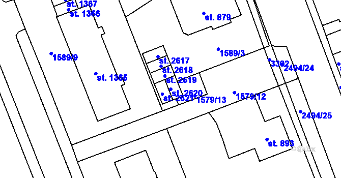 Parcela st. 2620 v KÚ Litomyšl, Katastrální mapa