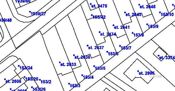Parcela st. 2637 v KÚ Litomyšl, Katastrální mapa
