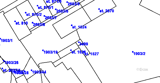 Parcela st. 2671 v KÚ Litomyšl, Katastrální mapa