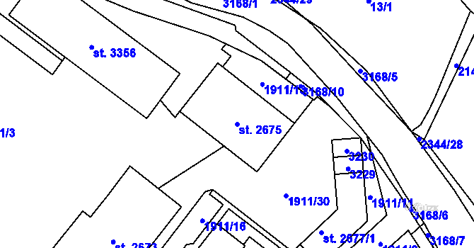 Parcela st. 2675 v KÚ Litomyšl, Katastrální mapa