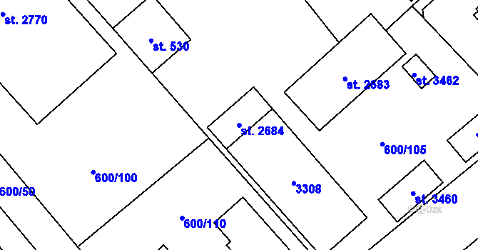 Parcela st. 2684 v KÚ Litomyšl, Katastrální mapa