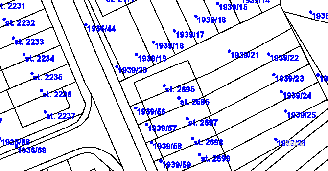 Parcela st. 2695 v KÚ Litomyšl, Katastrální mapa